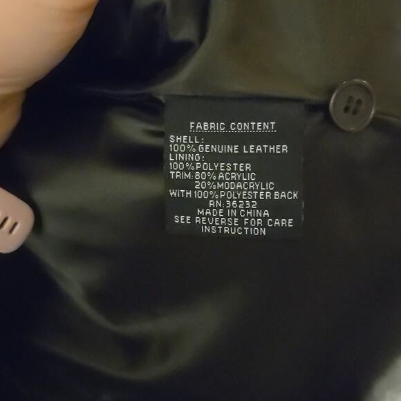 NWT Gallery Brown Leather Coat Lush Faux Fur Collar Plus Size 1X - Picture 6 of 7